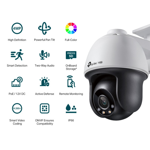 TP-Link VIGI 4MP Full Colour Pan/Tilt IP Network Camera - Image 2