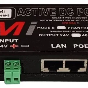 Micro Instruments Gb DC PoE Injector,12V or 24V in - 48V out, 30W Max