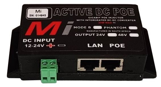 Micro Instruments Gb DC PoE Injector, 12V in 24V out, 30W Max