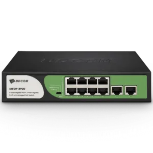 BDCOM 8-Port Gigabit PoE Switch (8-Port PoE + 2-Port Gigabit RJ45) 90W PoE Budget