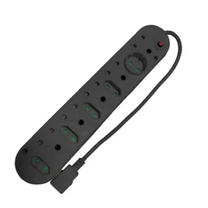 Acconet 10-Way Multiplug 5x 16A SA, 4x 5A 2-Pin, 1x Round 5A, Black | AC-MPLUG-IEC-10-B