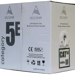 Acconet CAT5e Indoor Ethernet Cable 100m White Solid Copper STP Pull Box | CAT5-100-SC-STP