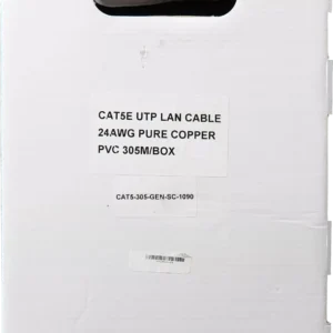 Essential CAT5e Indoor Ethernet Cable 305m Grey Solid Copper UTP Pull Box | CAT5-305-GEN-SC