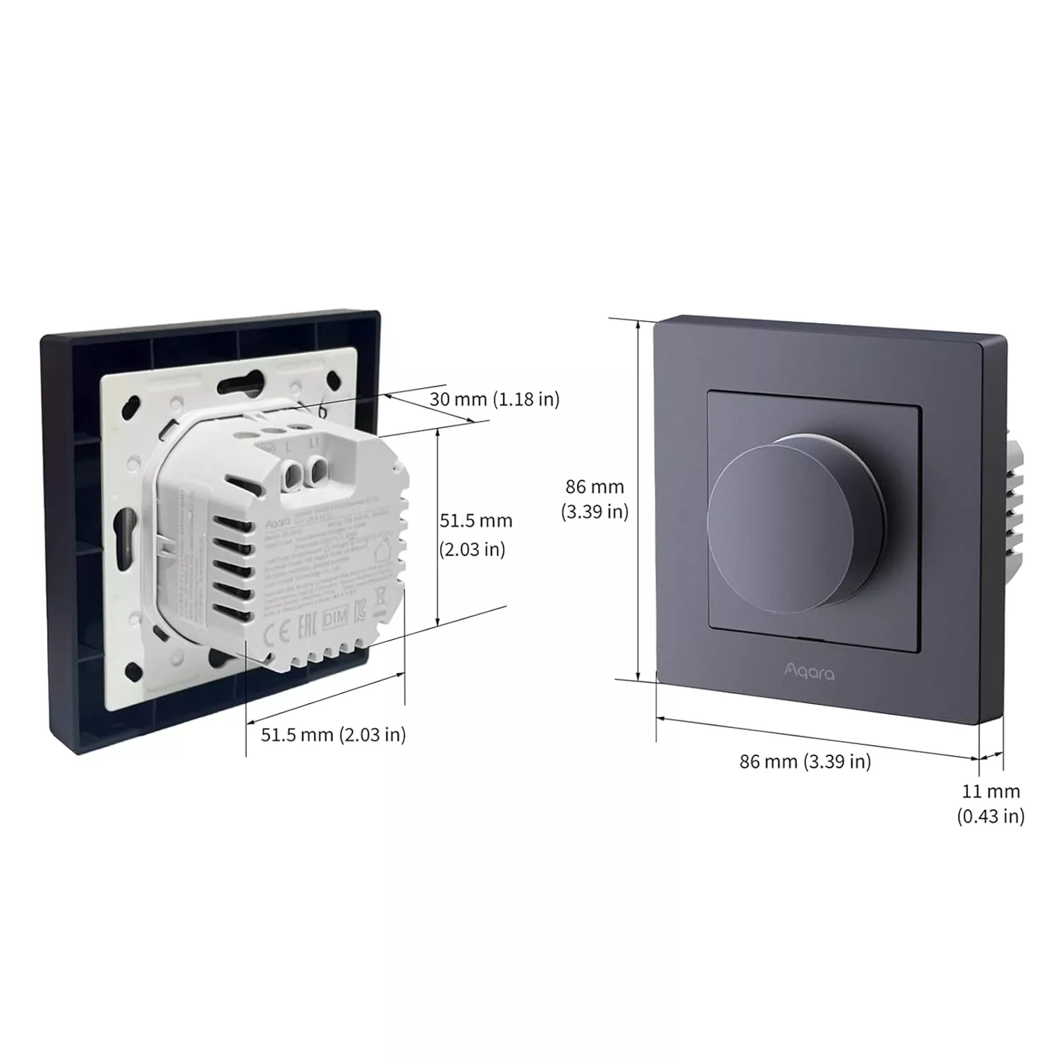 Aqara Dimmer Switch H2 EU 2 in 1 With Neutral & No Neutral (Grey) | AQ-CTRL-DIM-SW-WALL-G - Image 3