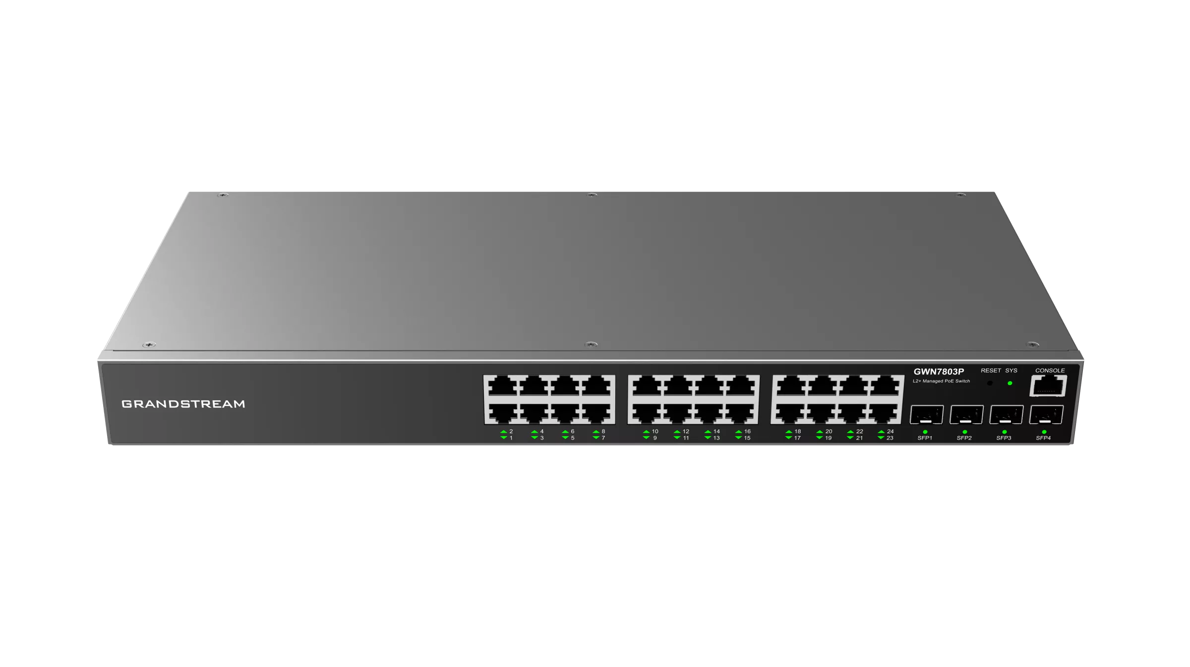 Grandstream Enterprise L2 24 port Managed GbE PoE+ Switch 370W | GWN7803P