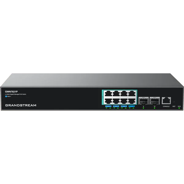 Grandstream Enterprise L3 8 port Managed 2.5GbE PoE++ Switch 240W | GWN7821P
