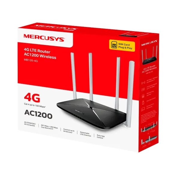 Mercusys AC1200 Wi-Fi 4G LTE Router | MB135-4G - Image 4