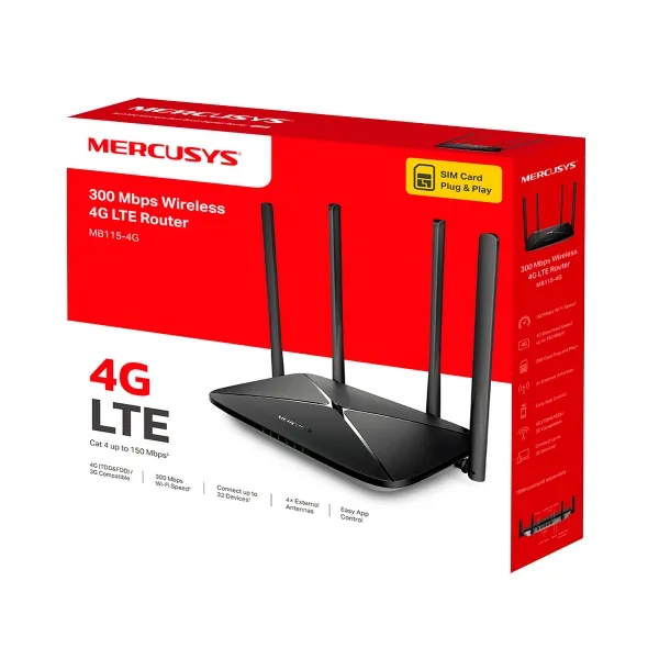 Mercusys N300 Wi-Fi 4G LTE Router | MB115-4G - Image 4