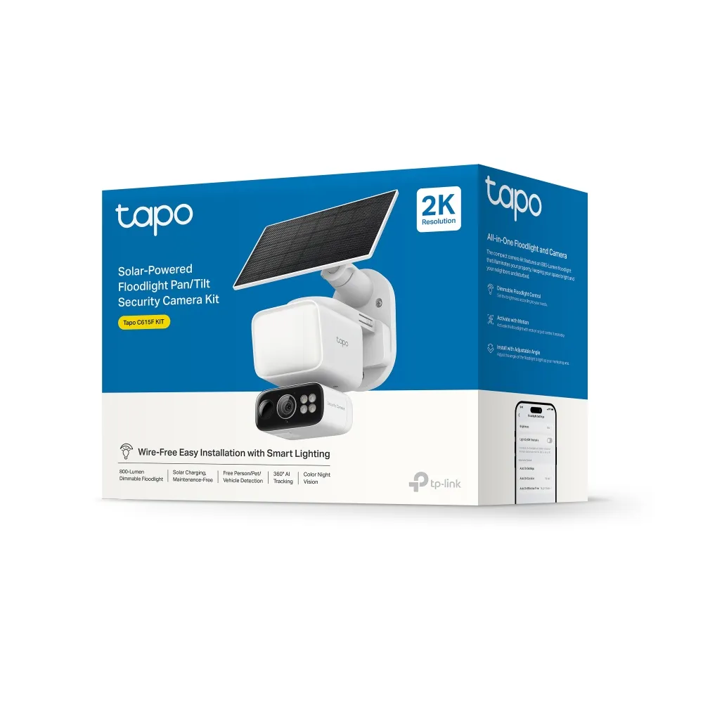 TP-Link Tapo 2K Floodlight Pan/Tilt Solar Wi-Fi Security Camera Kit | C615F-KIT - Image 3