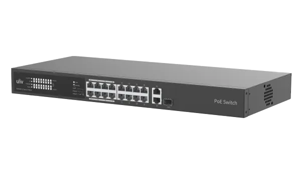 UNV - 16x Fast Ethernet PoE Ethernet Port Switch, 2x Gigabit port, 1x SFP port - Image 2