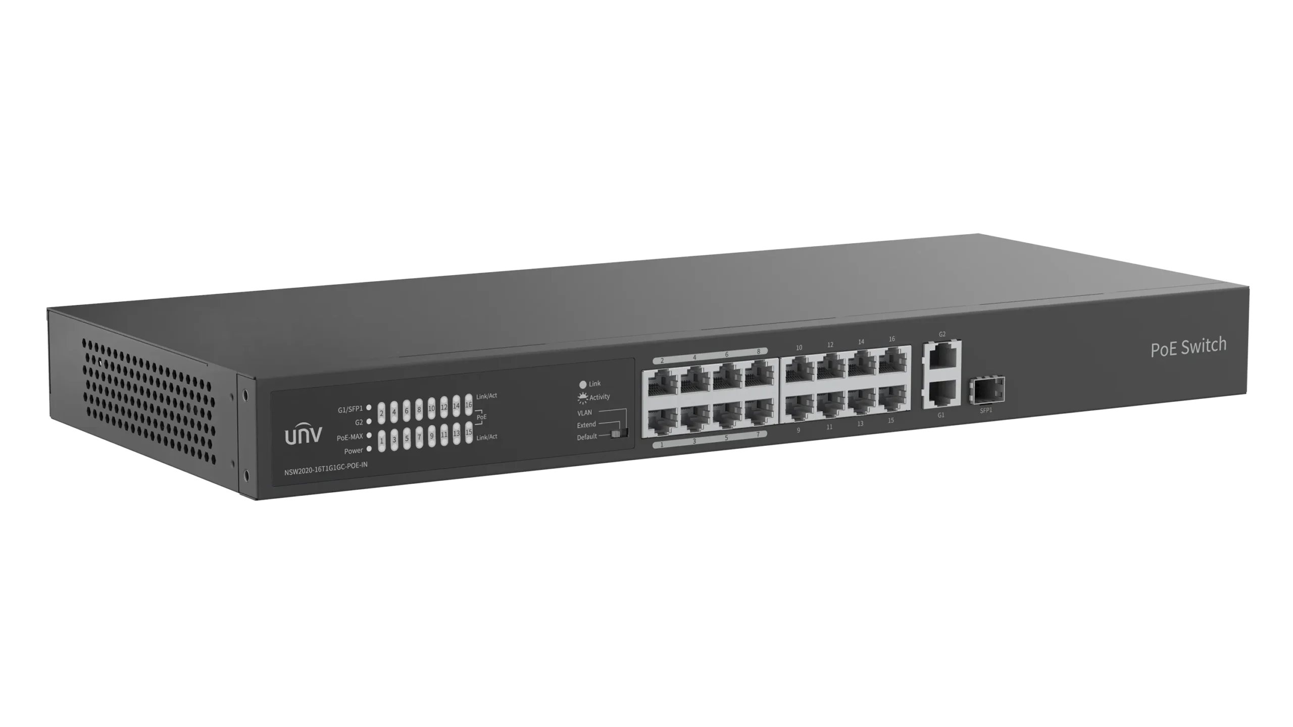 UNV - 16x Fast Ethernet PoE Ethernet Port Switch, 2x Gigabit port, 1x SFP port - Image 3
