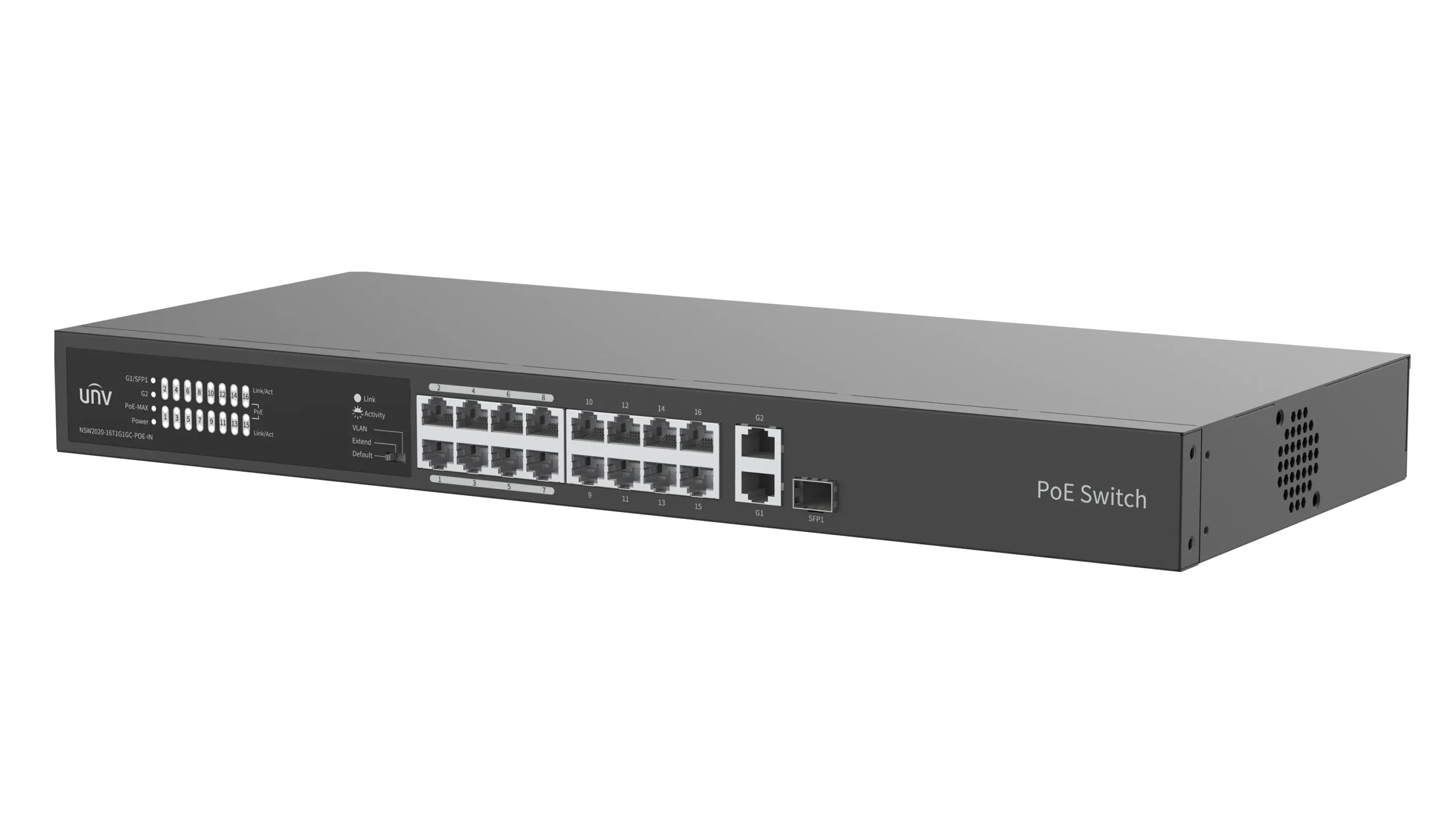 UNV - 16x Fast Ethernet PoE Ethernet Port Switch, 2x Gigabit port, 1x SFP port - Image 4
