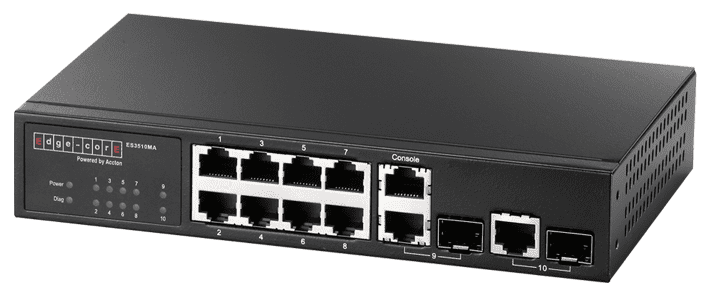 ES3510MA Fast Ethernet Layer 2/4 switch featuring 10 ports; 8 10/100 - Image 2