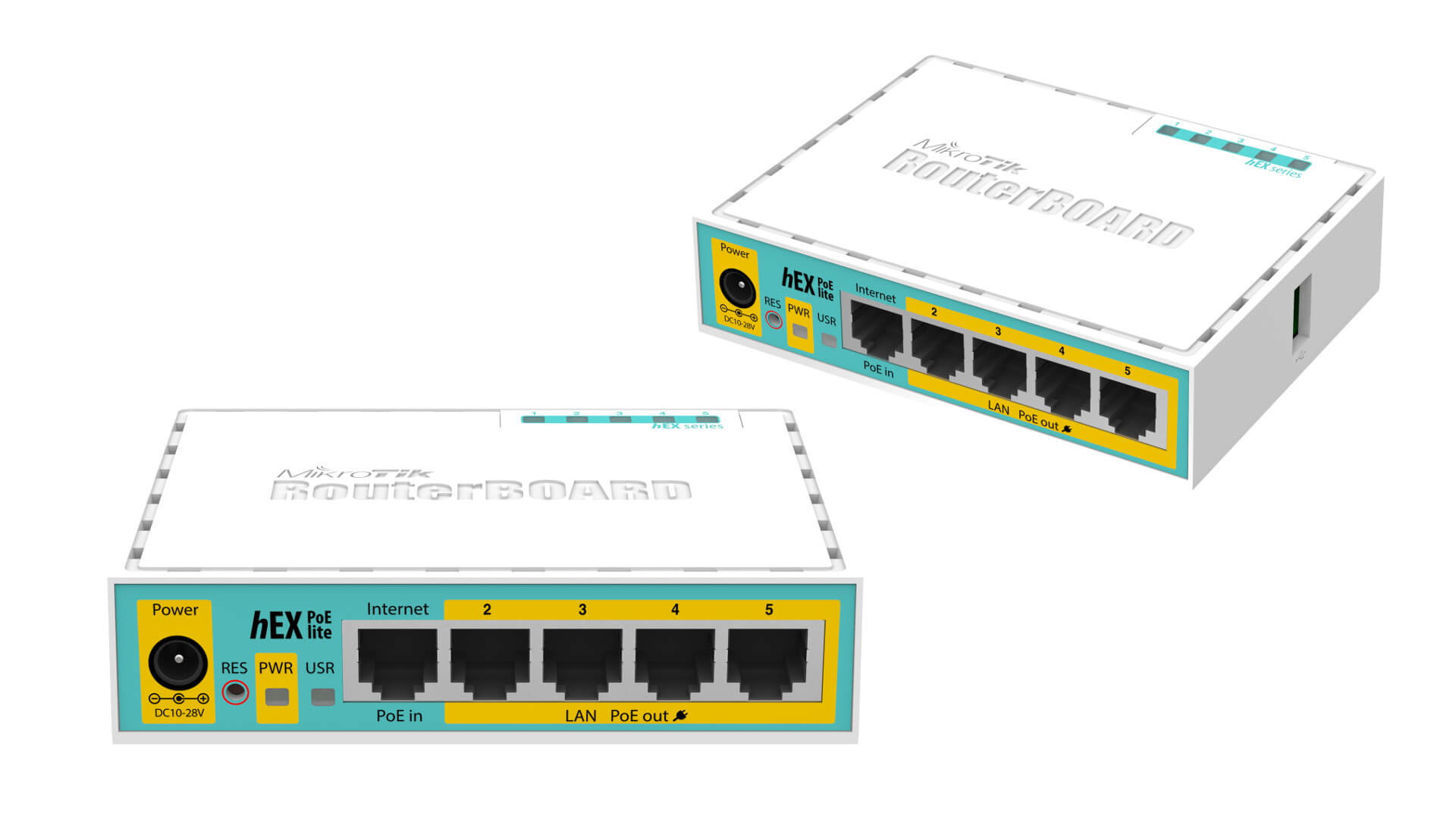 MikroTik hEX PoE Lite - Desktop PoE Router with 5 10/100 LAN ports and 1 USB port - Image 2