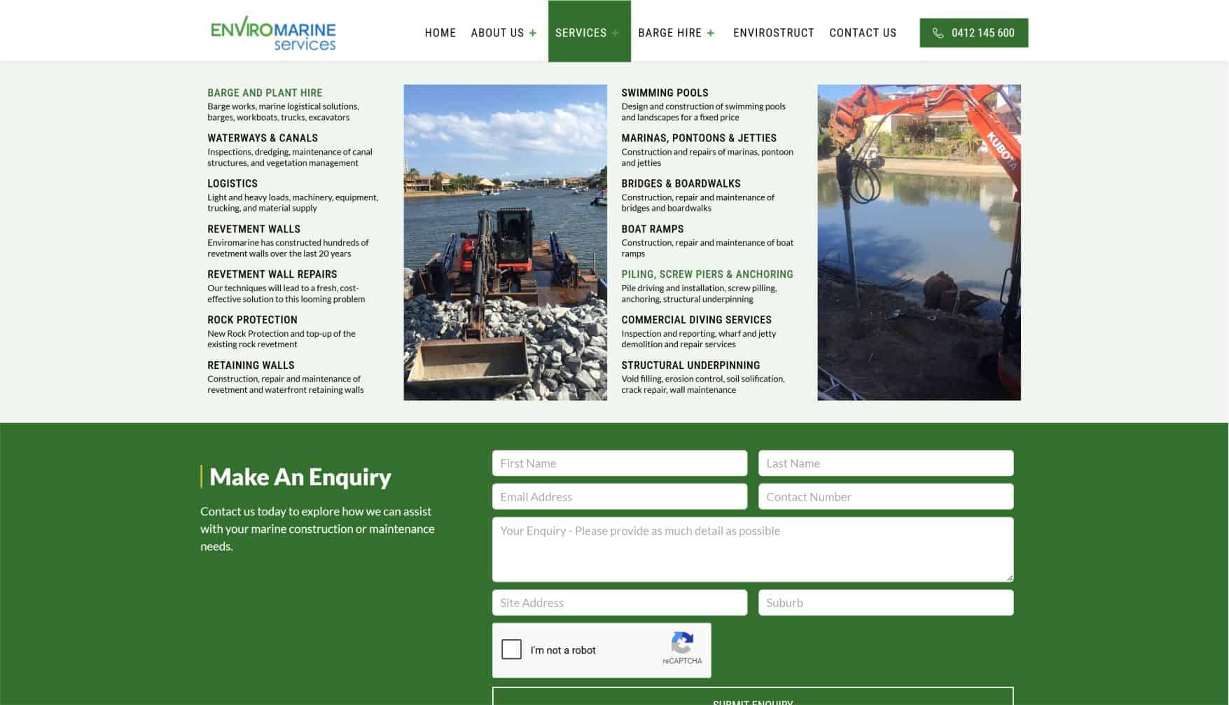 Enviromarine Services boat dock and waterway maintenance equipment.