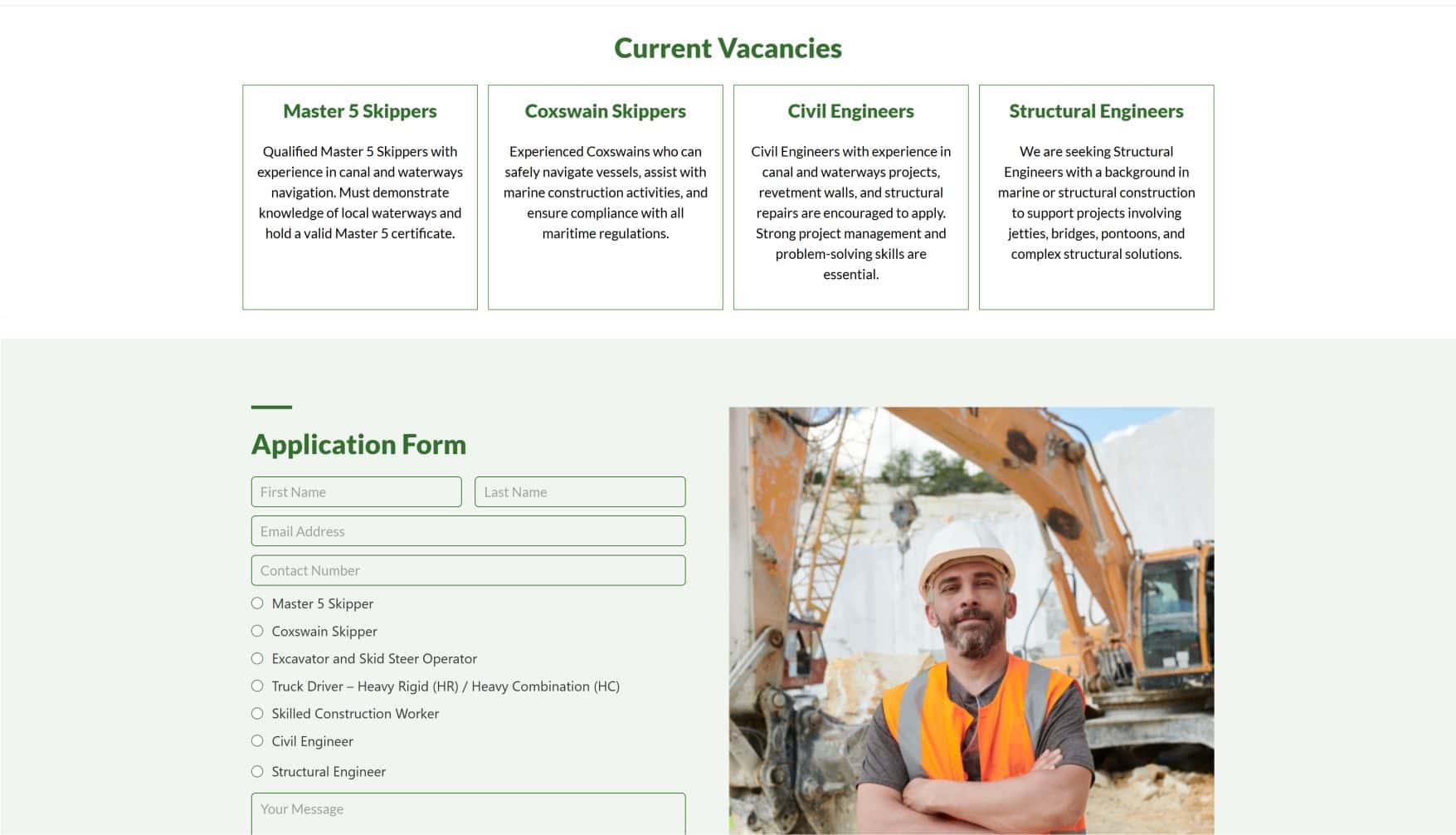 Construction worker with excavator at a building site, representing IT support services.
