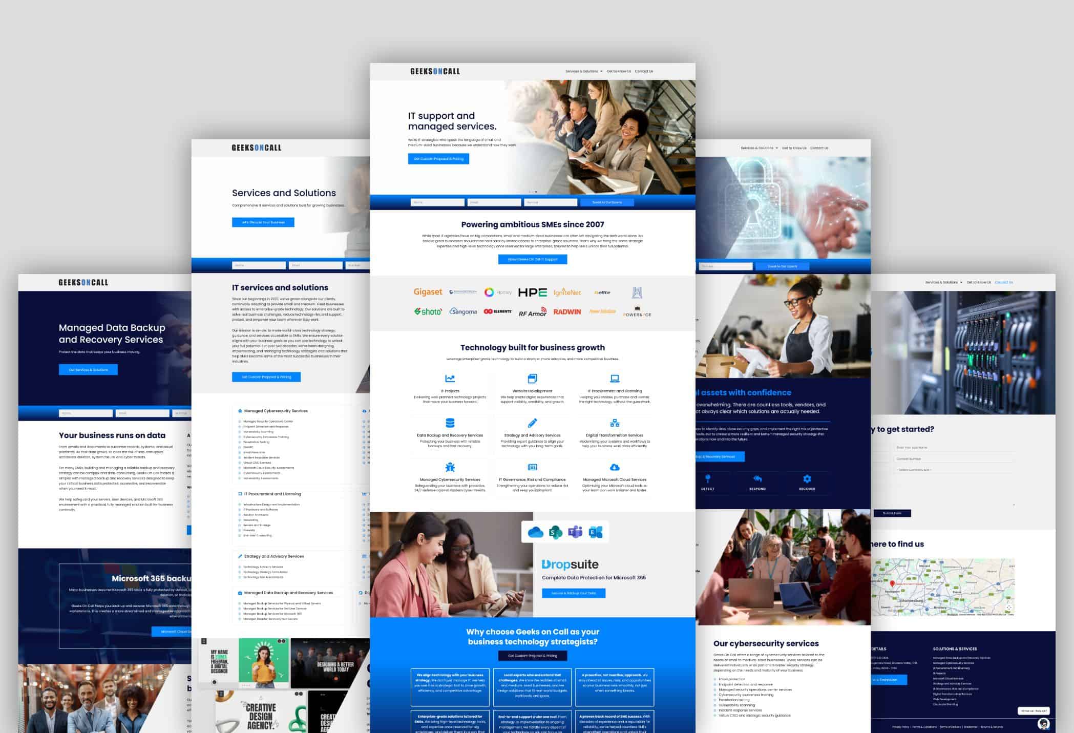 Collection of IT support and digital solutions website pages for business growth.