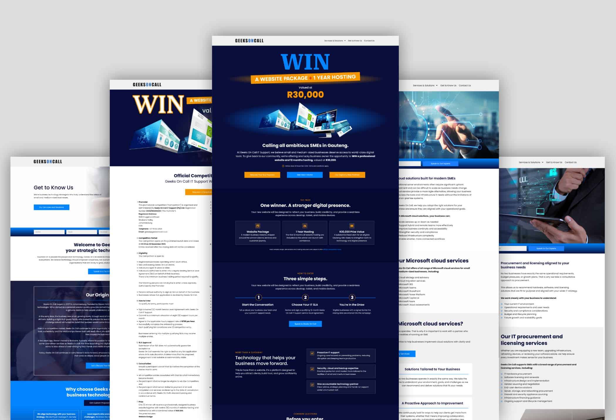 Multiple digital marketing and IT support webpage layouts for Web & Digital Portfolio.