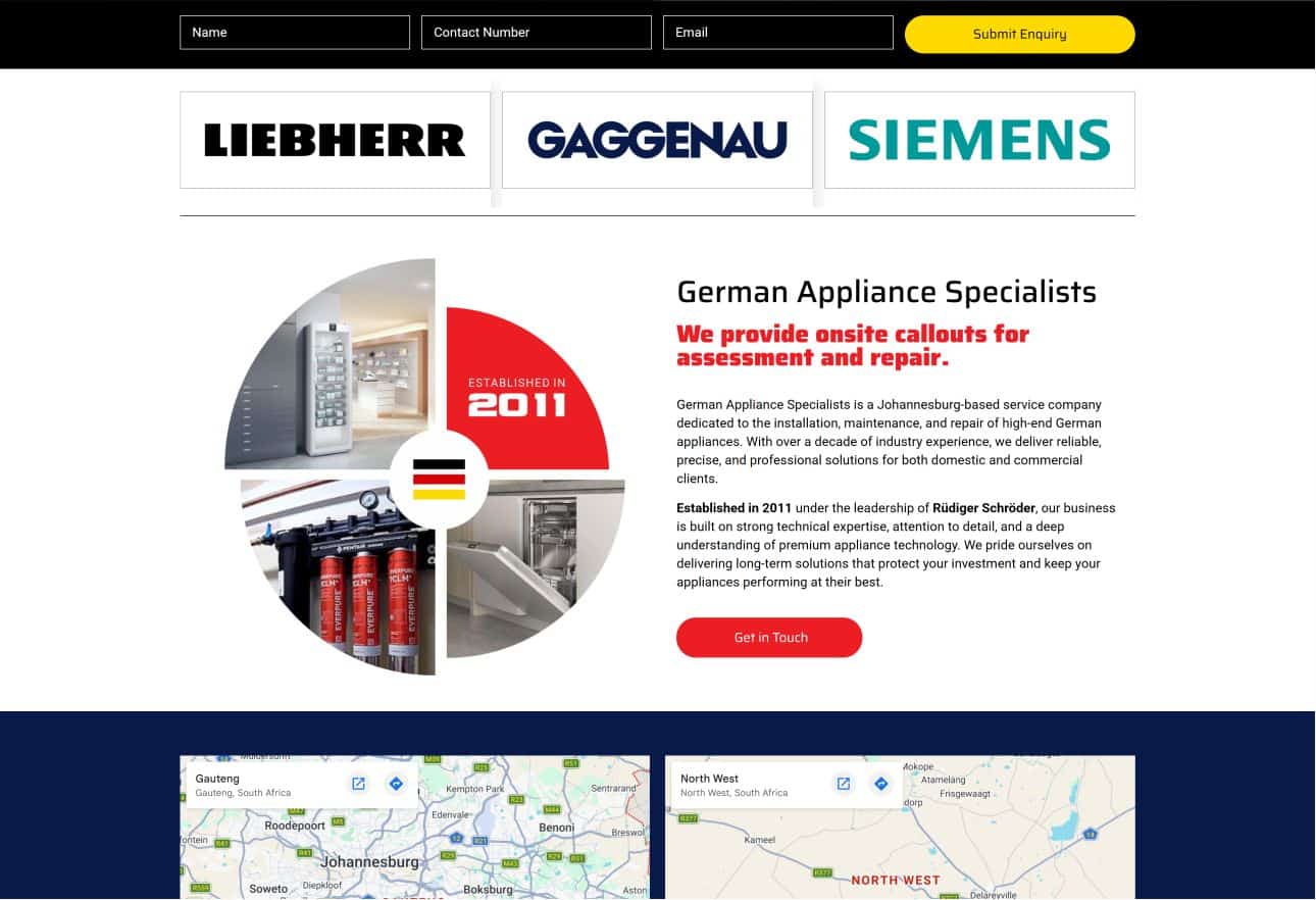 German appliance specialists offering repair and assessment services since 2011.