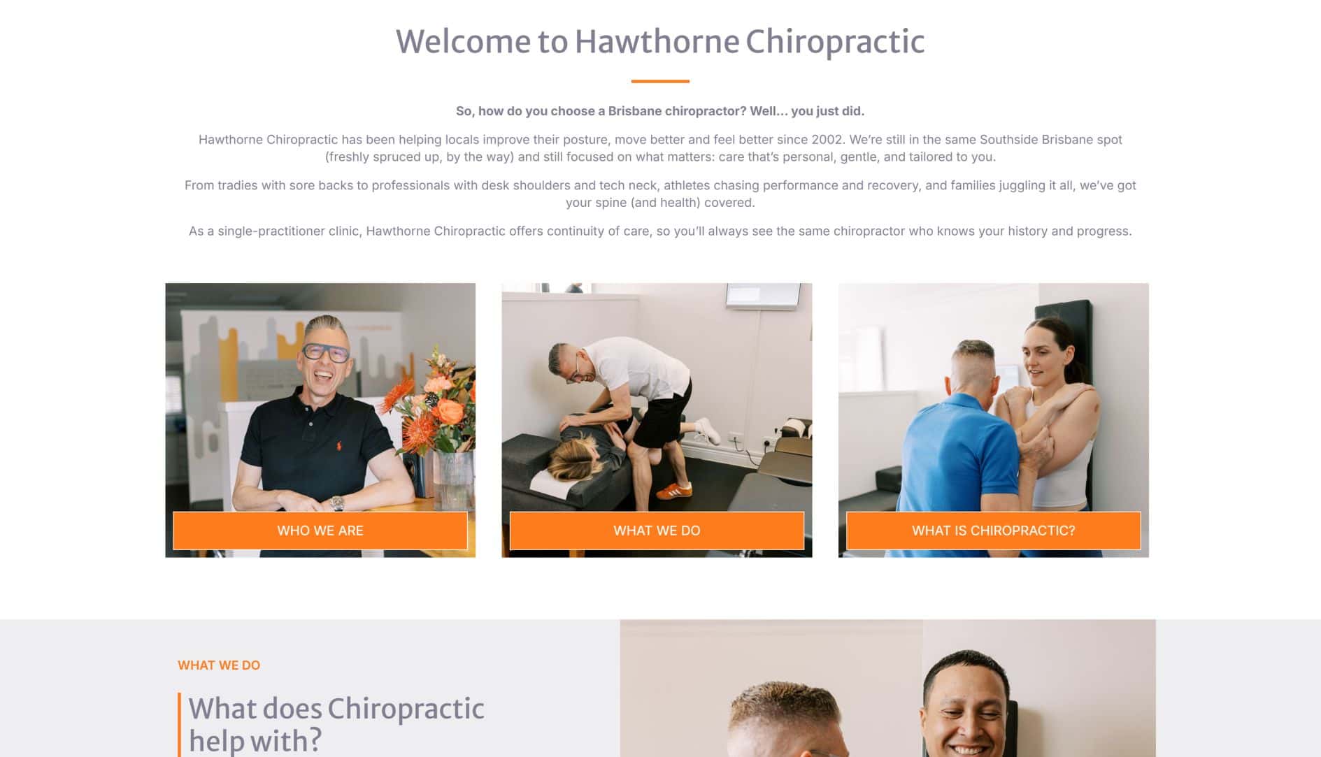 Chiropractic clinic staff providing health care services in a professional setting.