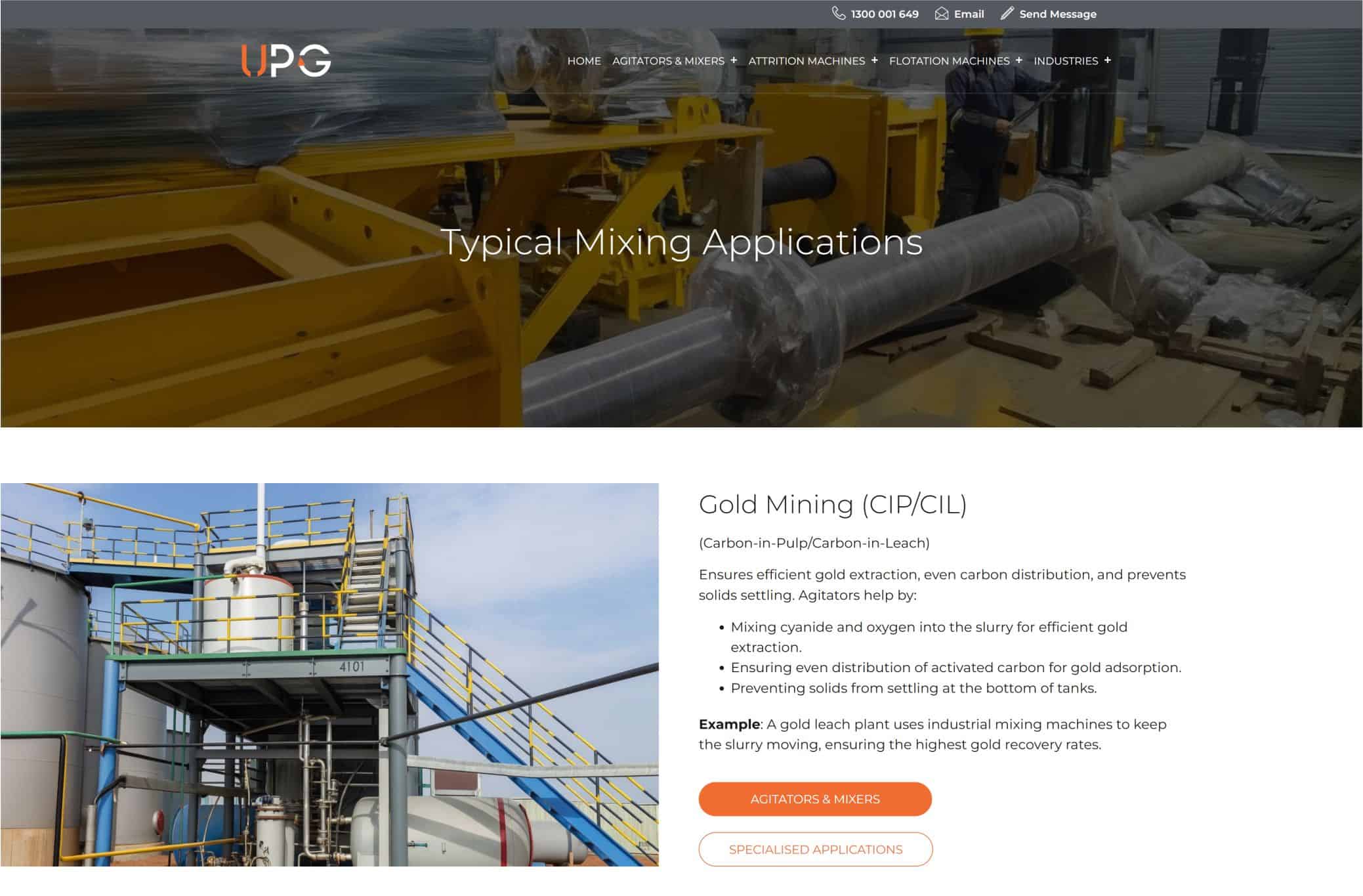 Industrial mixing equipment used in gold mining and processing.